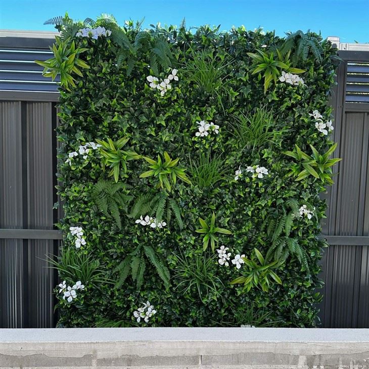 Snowy White Artificial Vertical Garden Green Wall Panel 40×40in 11 SQ FT – UV Resistant – Commercial Grade suppliers