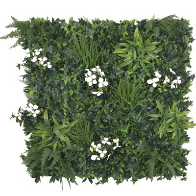 Snowy White Artificial Vertical Garden Green Wall Panel 40×40in 11 SQ FT – UV Resistant – Commercial Grade